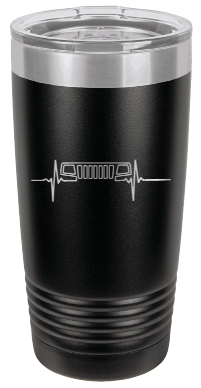 WJ Jeep Grill Heartbeat Laser Engraved Tumbler (Etched)