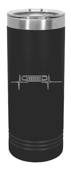 WJ Jeep Grill Heartbeat Laser Engraved Skinny Tumbler (Etched)