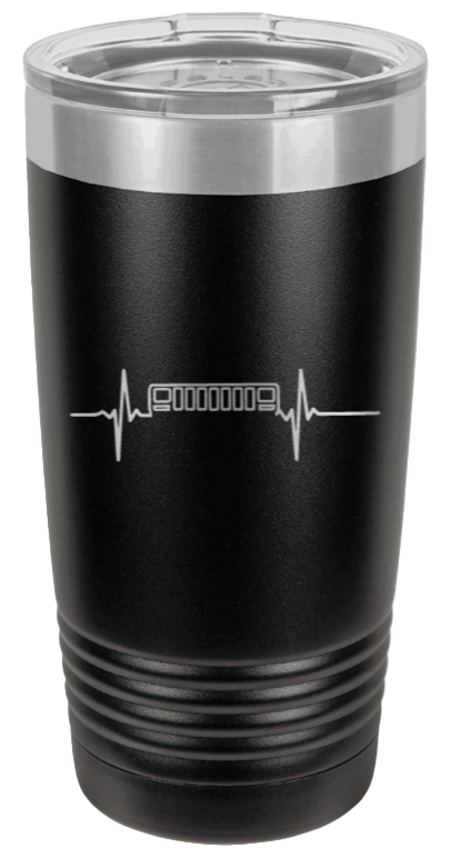 XJ Jeep Grill Heartbeat Laser Engraved Tumbler (Etched)