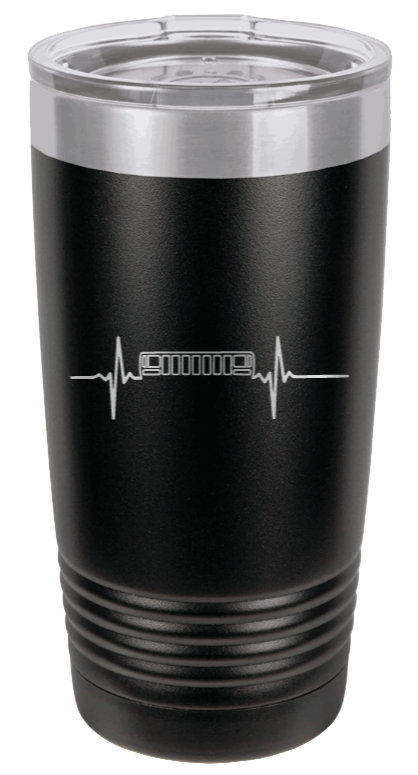 ZJ Jeep Grill Heartbeat Laser Engraved Tumbler (Etched)