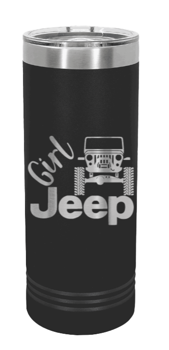 Girl Jeep CJ Laser Engraved Skinny Tumbler (Etched)