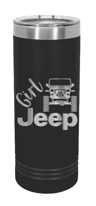 Girl Jeep YJ Laser Engraved Skinny Tumbler (Etched)