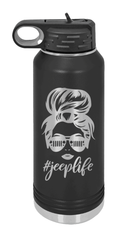 Jeep Life - Messy Bun Laser Engraved Water Bottle (Etched)