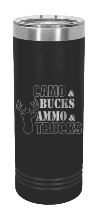 Camo & Bucks Laser Engraved Skinny Tumbler (Etched)
