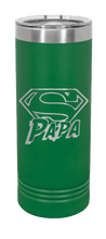 Load image into Gallery viewer, Super Papa Laser Engraved Skinny Tumbler (Etched)
