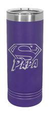 Load image into Gallery viewer, Super Papa Laser Engraved Skinny Tumbler (Etched)
