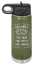 Load image into Gallery viewer, Grandpa - The Man, The Myth, The Legend - Customizable Laser Engraved Water Bottle  (Etched)
