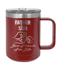 Load image into Gallery viewer, Father &amp; Son - Best Friends for Life Fist Bump Laser Engraved Mug (Etched)
