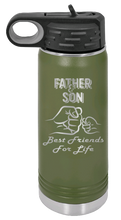 Load image into Gallery viewer, Father &amp; Son - Best Friends for Life Fist Bump Laser Engraved Water Bottle (Etched)
