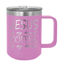Load image into Gallery viewer, Jesus in my Heart ~ Coffee in my Hand Laser Engraved Mug (Etched)
