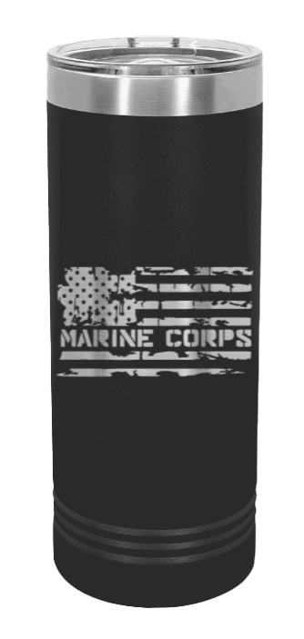 U.S. Marine Corps Flag Laser Engraved Skinny Tumbler (Etched)