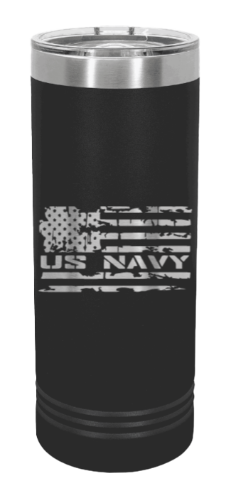 U.S. Navy Flag Laser Engraved Skinny Tumbler (Etched)