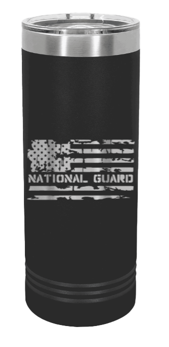 U.S. National Guard Flag Laser Engraved Skinny Tumbler (Etched)