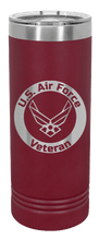 Load image into Gallery viewer, Air Force Veteran Laser Engraved Skinny Tumbler (Etched)
