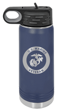 Load image into Gallery viewer, Marine Veteran Laser Engraved Water Bottle (Etched)
