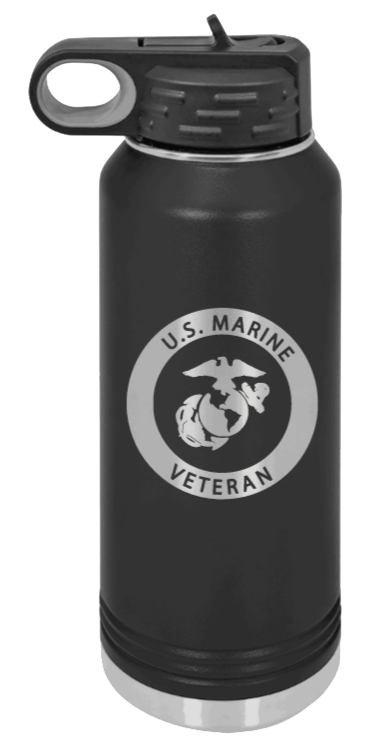 Marine Veteran Laser Engraved Water Bottle (Etched)