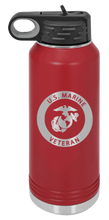 Load image into Gallery viewer, Marine Veteran Laser Engraved Water Bottle (Etched)
