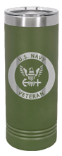 Load image into Gallery viewer, Navy Veteran Laser Engraved Skinny Tumbler (Etched)
