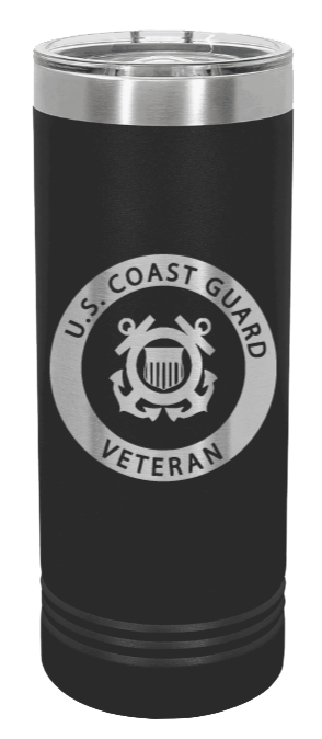 Coast Guard Veteran Laser Engraved Skinny Tumbler (Etched)