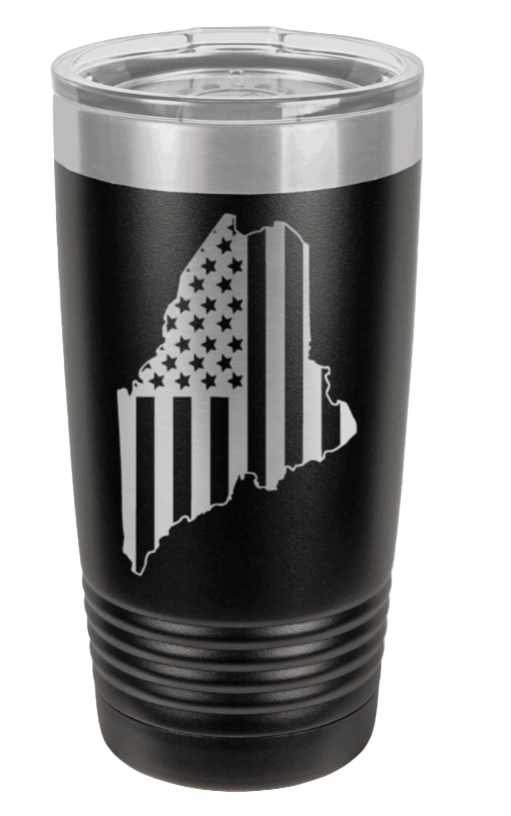 Maine State American Flag Laser Engraved Tumbler (Etched)