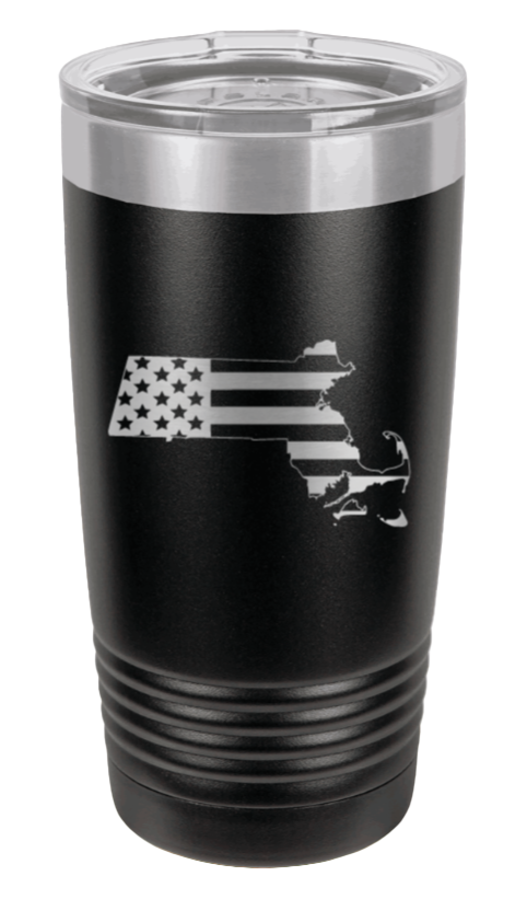 Massachusetts State American Flag Laser Engraved Tumbler (Etched)