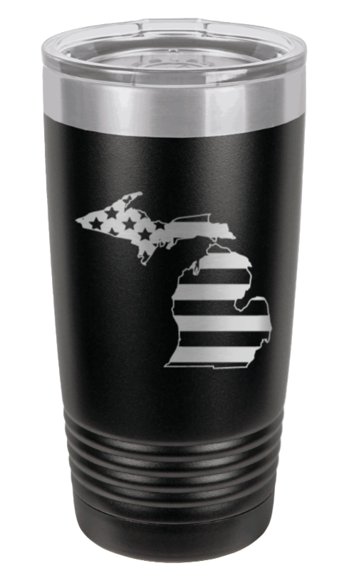 Michigan State American Flag Laser Engraved Tumbler (Etched)