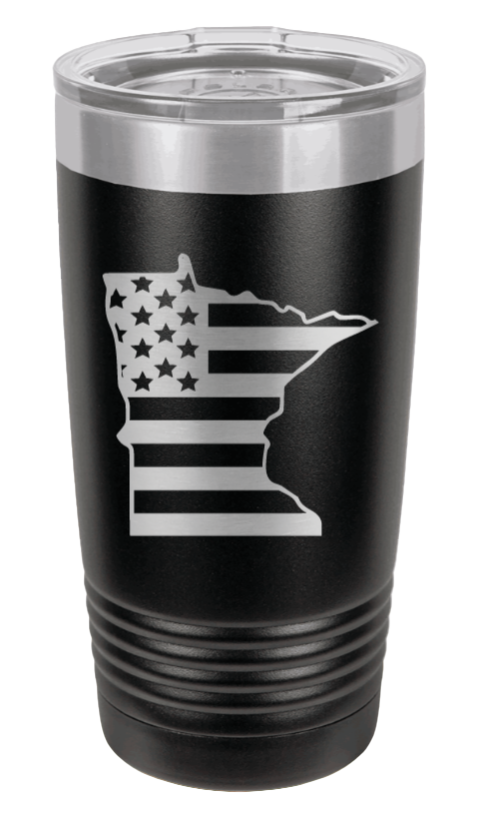 Minnesota State American Flag Laser Engraved Tumbler (Etched)