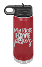 Load image into Gallery viewer, My Kids have Paws Laser Engraved Water Bottle (Etched)
