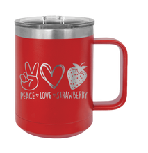 Load image into Gallery viewer, Peace Love and Strawberry Laser Engraved Mug (Etched)
