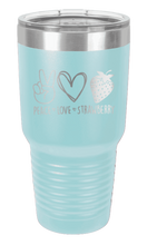 Load image into Gallery viewer, Peace Love and Strawberries Laser Engraved Tumbler (Etched)
