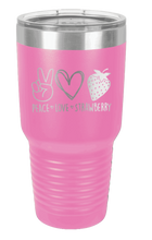 Load image into Gallery viewer, Peace Love and Strawberries Laser Engraved Tumbler (Etched)
