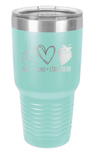 Load image into Gallery viewer, Peace Love and Strawberries Laser Engraved Tumbler (Etched)
