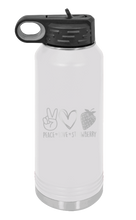 Load image into Gallery viewer, Peace Love and Strawberries Laser Engraved Water Bottle (Etched)
