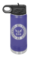 Load image into Gallery viewer, Navy Laser Engraved Water Bottle (Etched)
