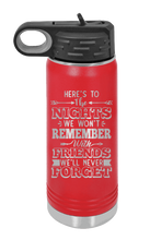 Load image into Gallery viewer, Nights We Won&#39;t Forget Laser Engraved Water Bottle (Etched)
