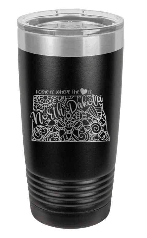 North Dakota - Home Is Where the Heart is Laser Engraved Tumbler (Etched)