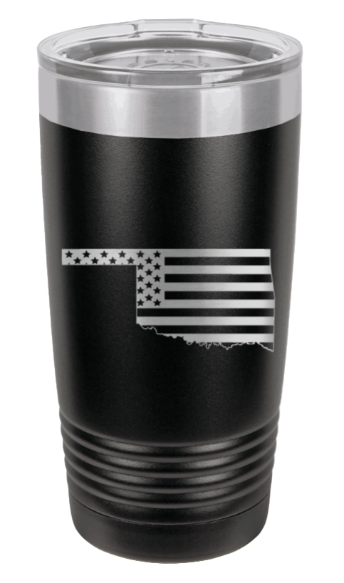 Oklahoma State American Flag Laser Engraved Tumbler (Etched)