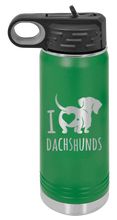Load image into Gallery viewer, I Love Dachshunds Laser Engraved Water Bottle (Etched)

