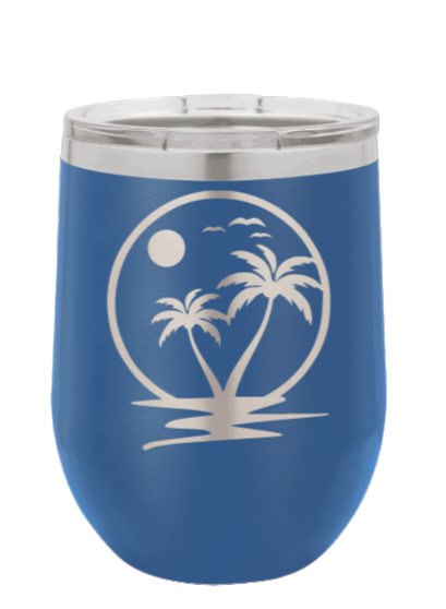 Palm Trees 2 Laser Engraved Wine Tumbler (Etched)