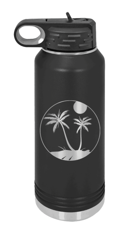Palm Trees 3 Laser Engraved Water Bottle (Etched)