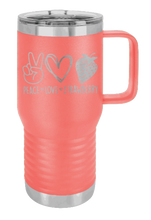 Load image into Gallery viewer, Peace Love and Strawberry Laser Engraved Mug (Etched)
