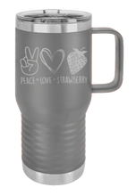 Load image into Gallery viewer, Peace Love and Strawberry Laser Engraved Mug (Etched)
