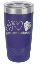 Load image into Gallery viewer, Peace Love and Strawberries Laser Engraved Tumbler (Etched)
