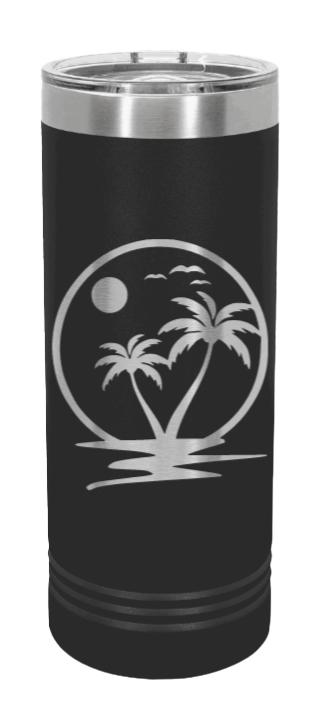 Palm Trees 2 Laser Engraved Skinny Tumbler (Etched)