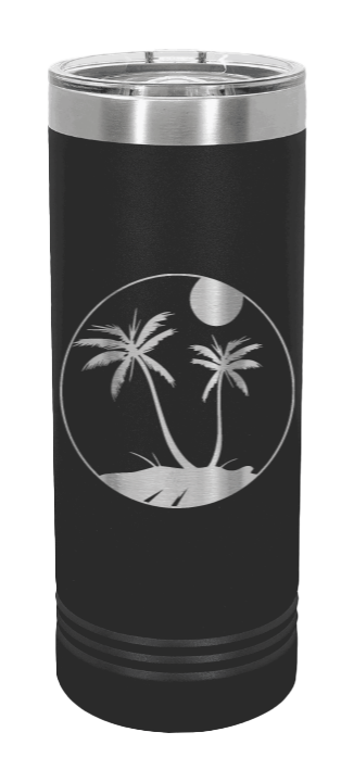 Palm Trees 3 Laser Engraved Skinny Tumbler (Etched)