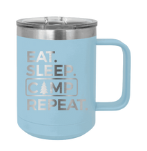Load image into Gallery viewer, Eat Sleep Camp Repeat Laser Engraved Mug (Etched)
