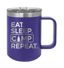 Load image into Gallery viewer, Eat Sleep Camp Repeat Laser Engraved Mug (Etched)
