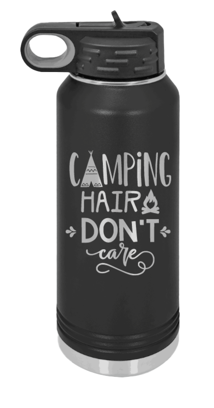 Camping Hair Don't Care Laser Engraved Water Bottle (Etched)