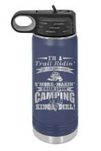 Load image into Gallery viewer, Trail Riding Camping Girl  Laser Engraved Water Bottle (Etched)
