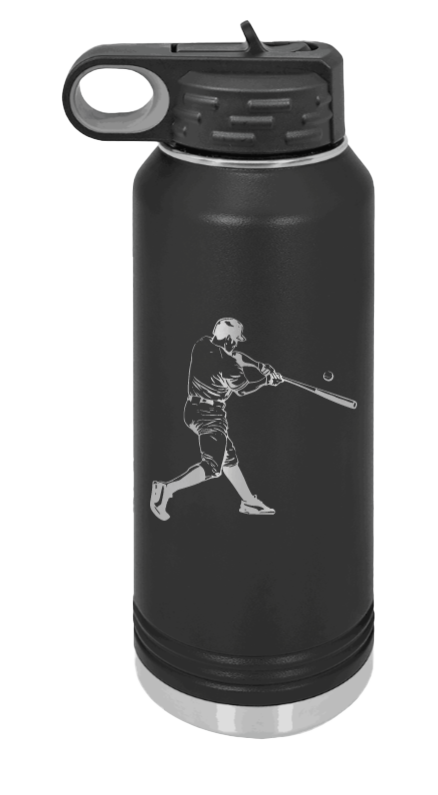 Baseball Player Laser Engraved Water Bottle (Etched)